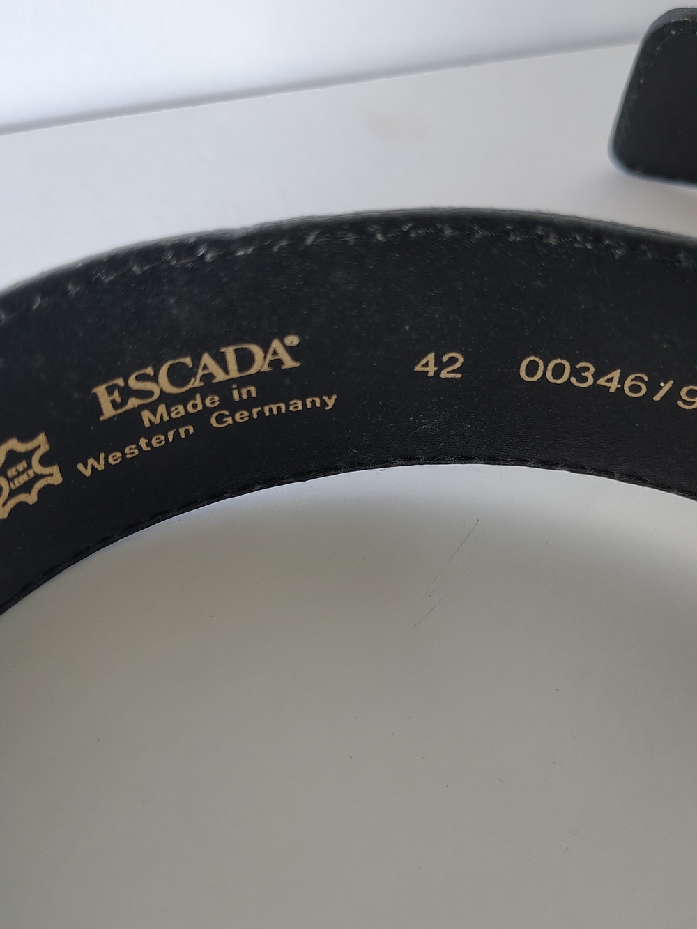 Escada Black Suede Belt with Gold X Hardware - Picture 4 of 6